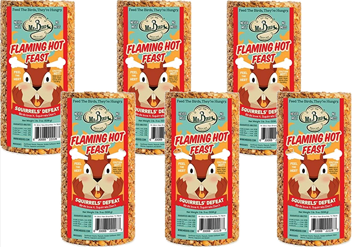 Mr. Bird Flaming Hot Feast Small Wild Bird Seed Cylinder 19 oz. (1, 2, 4, and 6 Packs)