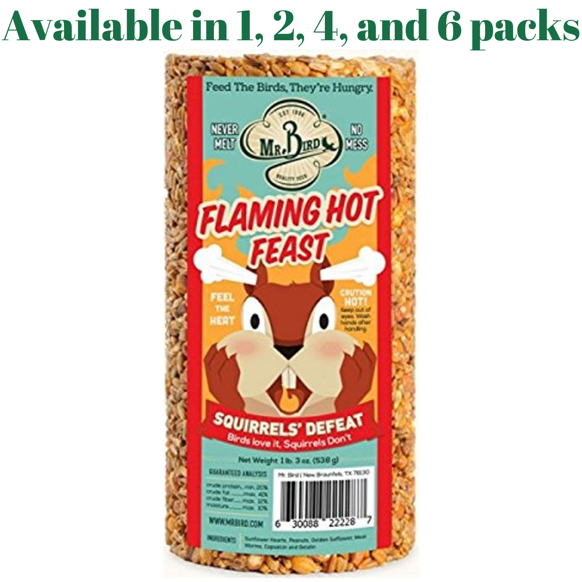 Mr. Bird Flaming Hot Feast Small Wild Bird Seed Cylinder 19 oz. (1, 2, 4, and 6 Packs)