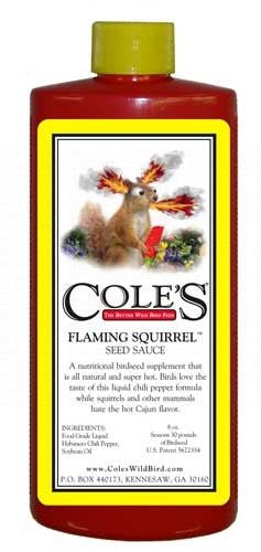 Cole's Flaming Squirrel Seed Sauce Liquid Squirrel Deterrent FS16 16 oz. (1, 4 and 8 Packs) - JCS Wildlife