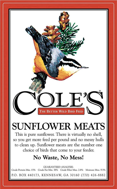 Cole's Sunflower Meats Bird Seed, 20 lbs, SM20 - JCS Wildlife