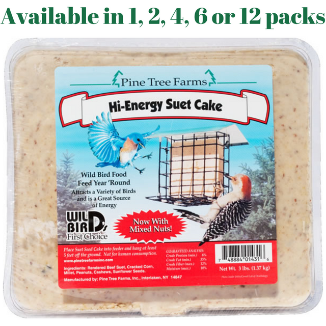 Pine Tree Farms Hi-Energy Suet Cake 3 Pounds (1, 2, 4, 6 and 12 Packs) - JCS Wildlife