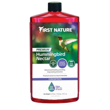 First Nature 3054 Red Hummingbird Nectar Concentrate (Makes 1 Gallon Feed) 32 oz. - JCS Wildlife