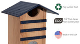 JCS Wildlife Cedar Screech Owl Nest Box with Poly Lumber Roof - JCS Wildlife