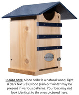 JCS Wildlife Cedar Screech Owl Nest Box with Poly Lumber Roof - JCS Wildlife