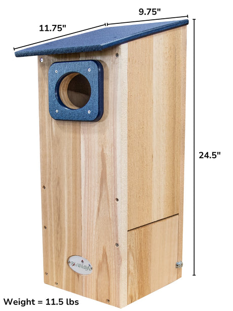 JCS Wildlife Cedar Wood Duck House with Recycled Poly Lumber Roof and Predator Guard - JCS Wildlife