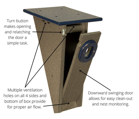 JCS Wildlife Peterson Bluebird House (Gray and Blue) - JCS Wildlife