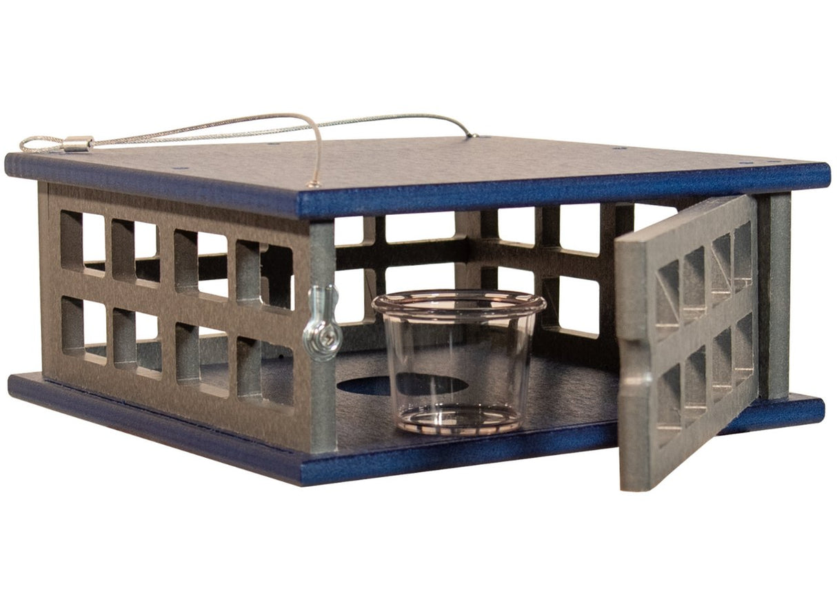 JCS Wildlife Recycled Poly Lumber Caged Platform Bluebird Feeder (Single Cup) - JCS Wildlife