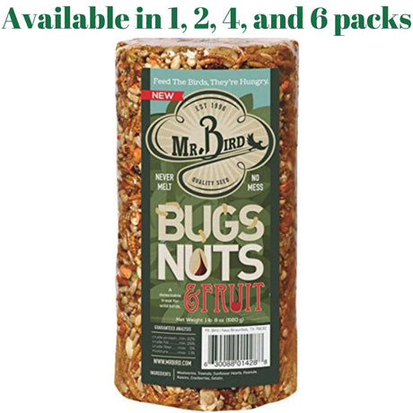 Mr. Bird Bugs, Nuts, & Fruit Small Wild Bird Seed Cylinder 24 oz. (1, 2, 4, or 6 Pack) - JCS Wildlife