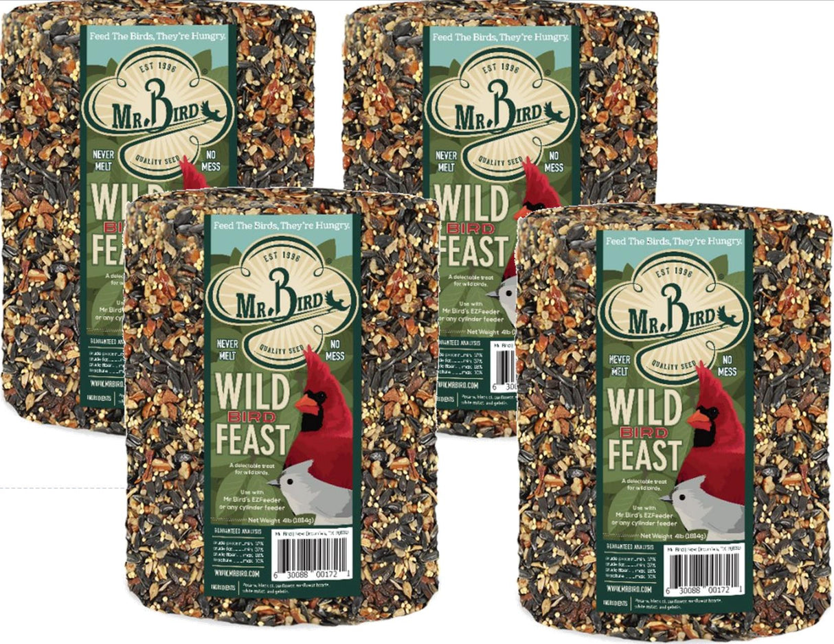 Mr. Bird Wild Bird Feast Large Wild Bird Seed Cylinder 4 lbs. (1, 2, 4 and 6 Packs) - JCS Wildlife