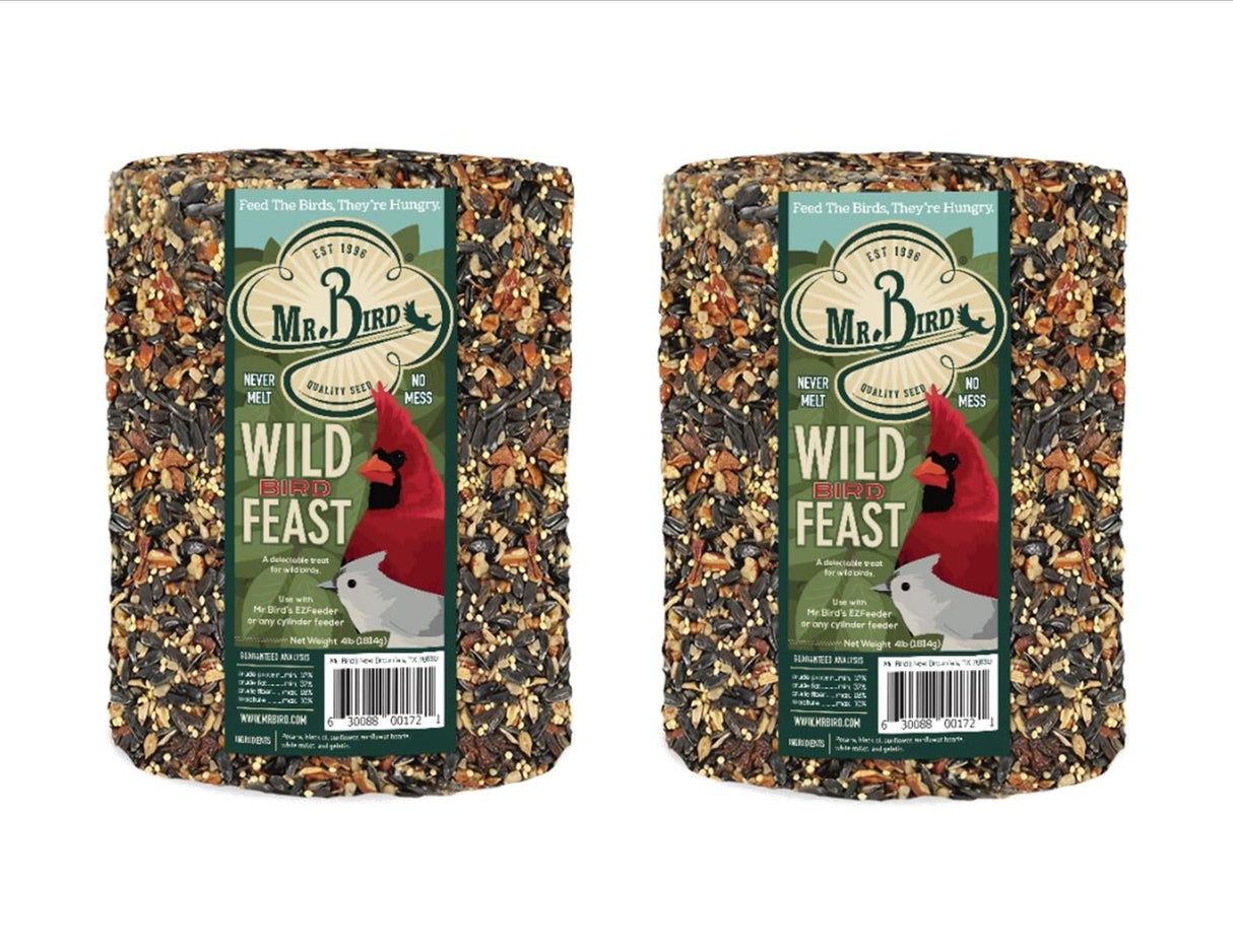 Mr. Bird Wild Bird Feast Large Wild Bird Seed Cylinder 4 lbs. (1, 2, 4 and 6 Packs) - JCS Wildlife