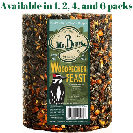 Mr. Bird Woodpecker Feast Large Wild Bird Seed Cylinder (1, 2, 4, or 6 Packs) - JCS Wildlife