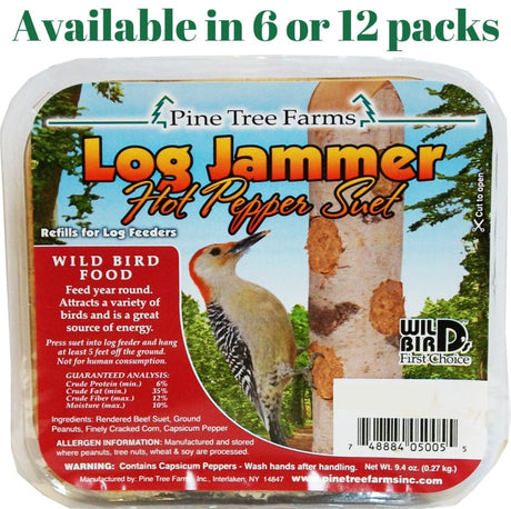 Pine Tree Farms Log Jammer Hot Pepper Suet 3 Plugs Per Pack (6 or 12 Packs) - JCS Wildlife