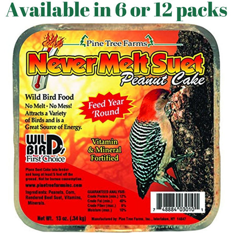 Pine Tree Farm's Never Melt Peanut Suet Cake 12 oz. (6 or 12 Packs) - JCS Wildlife