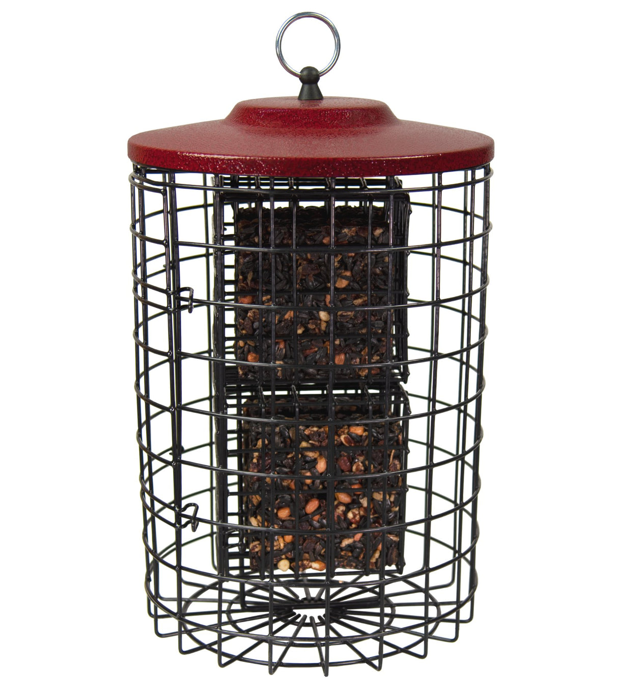 Squirrel Stopper Large Round Squirrel Proof Suet Feeder with Easy-Open Side Door - Holds 4 Suet or Seed Cakes - JCS Wildlife