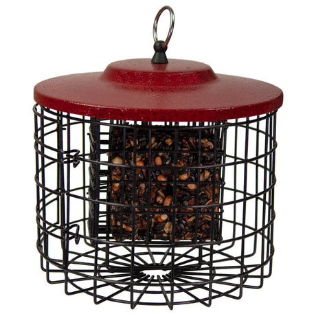 Squirrel Stopper Round Squirrel Proof Suet Feeder with Easy-Open Side Door - Holds 2 Suet or Seed Cakes - JCS Wildlife