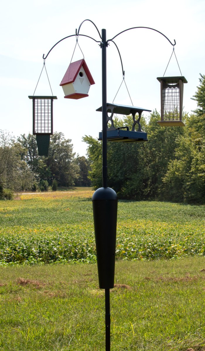 Squirrel Stopper Sequoia Squirrel Proof Bird Feeder Pole System with 4 Hanging Stations - JCS Wildlife